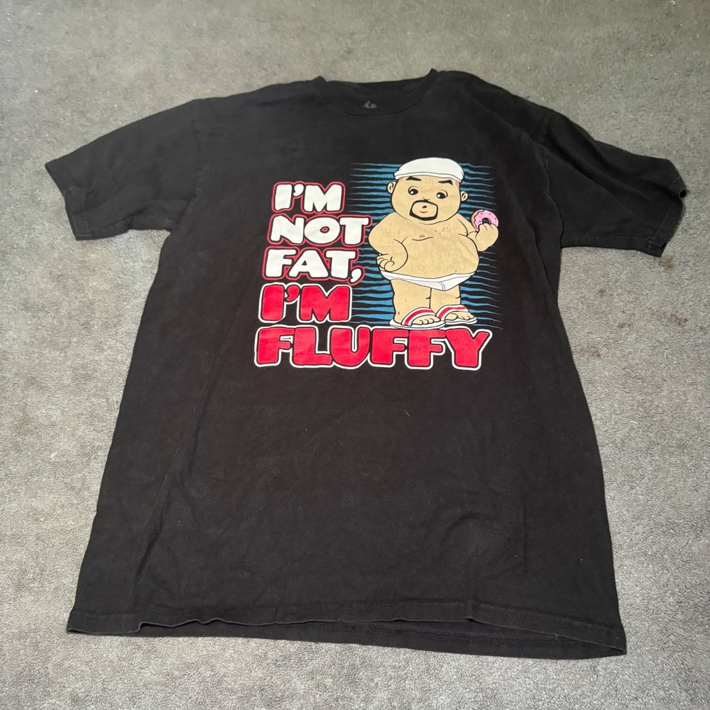 Gabriel Iglesias FluffyGuy Im Not Fat Im Fluffy Black Graphic T-Shirt Large